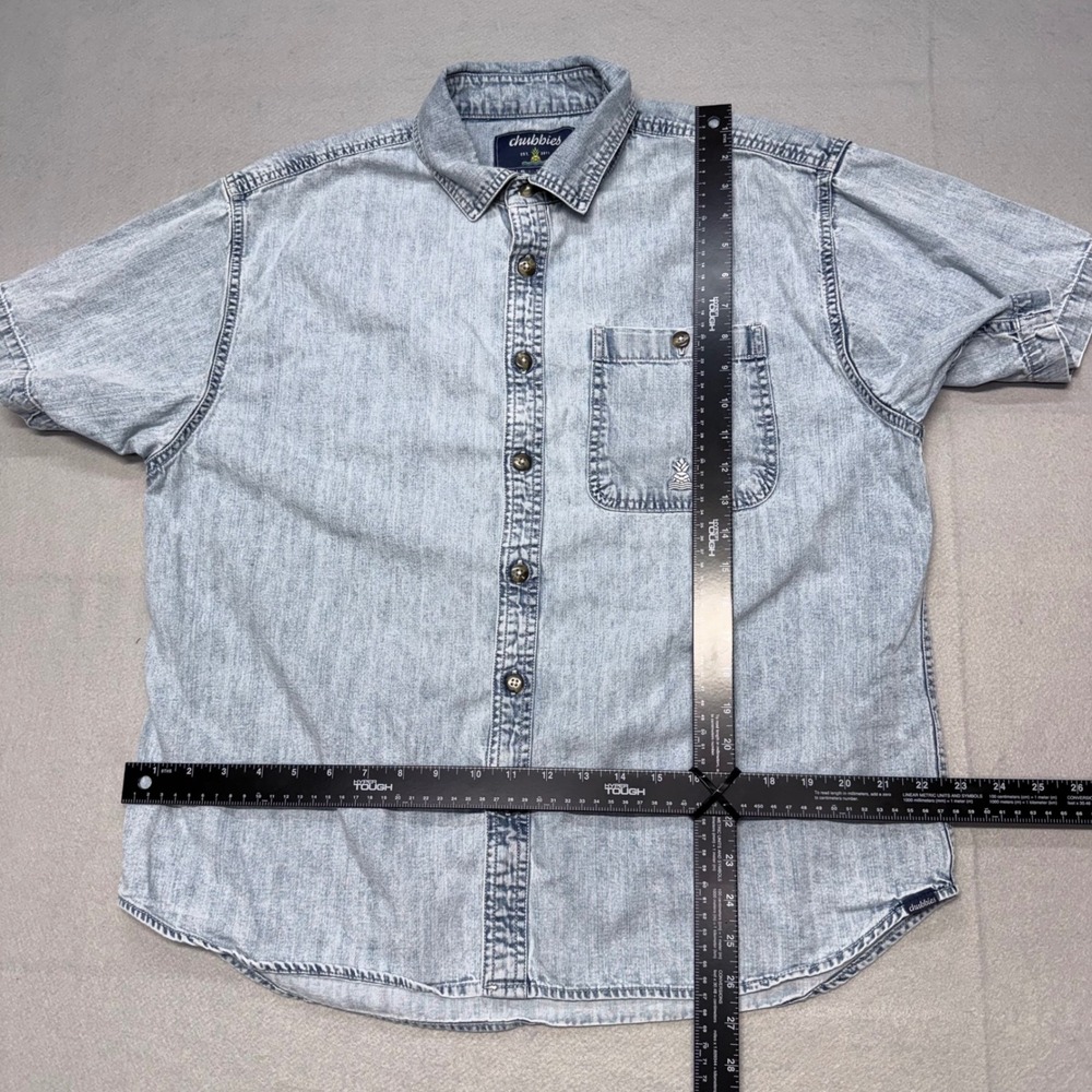 Chubbies The Denim Drift Dock Mens SS Button Down Shirt Small Light Wash Cotton - Picture 7 of 12